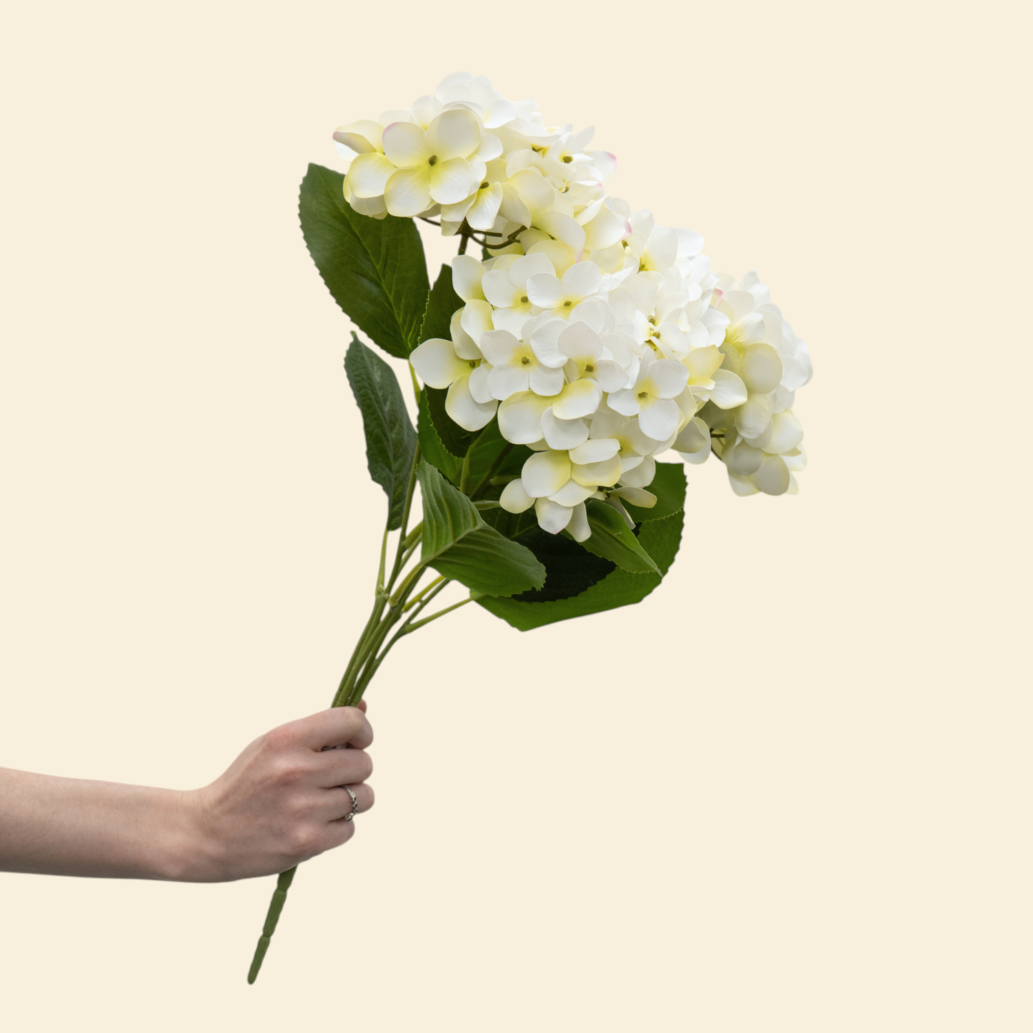 Artificial Hydrangea Bush - Cream/Yellow