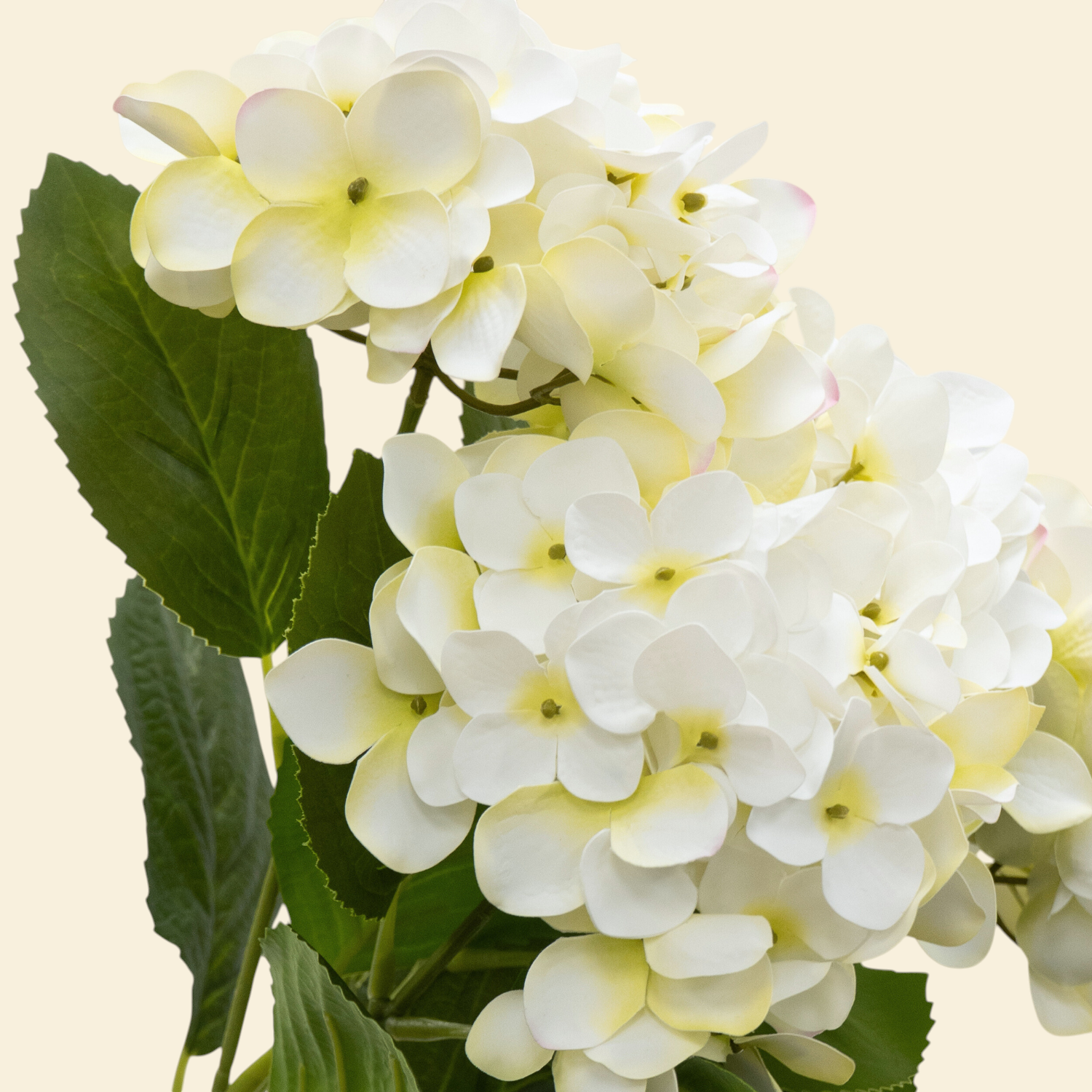Artificial Hydrangea Bush - Cream/Yellow