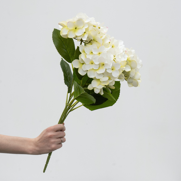 Artificial Hydrangea Bush - Cream/Yellow