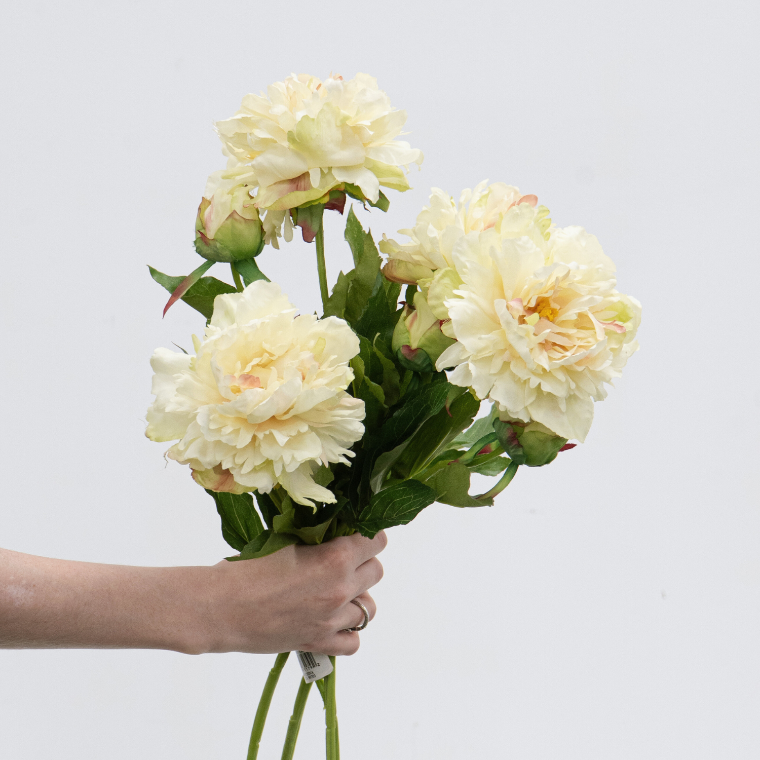 Artificial Peony Spray - Cream/Green