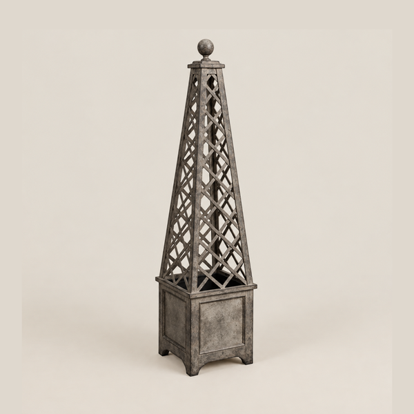 Grandeur Metal Trellis Planter - Aged Grey