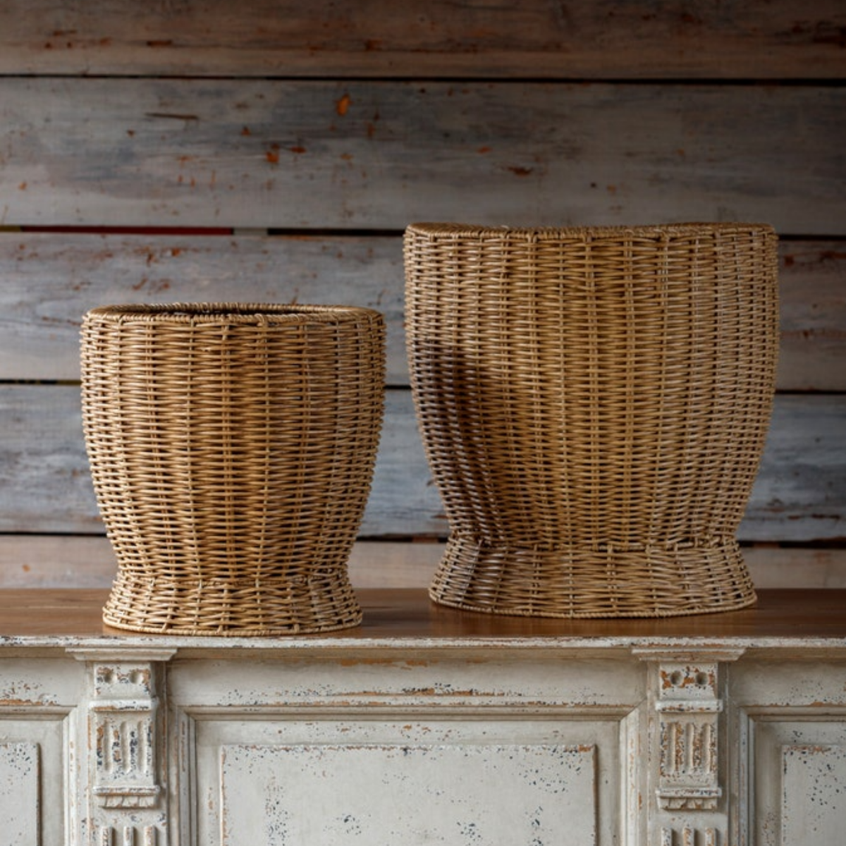 Willow Resin-Wicker Planter Baskets (Set of 2)