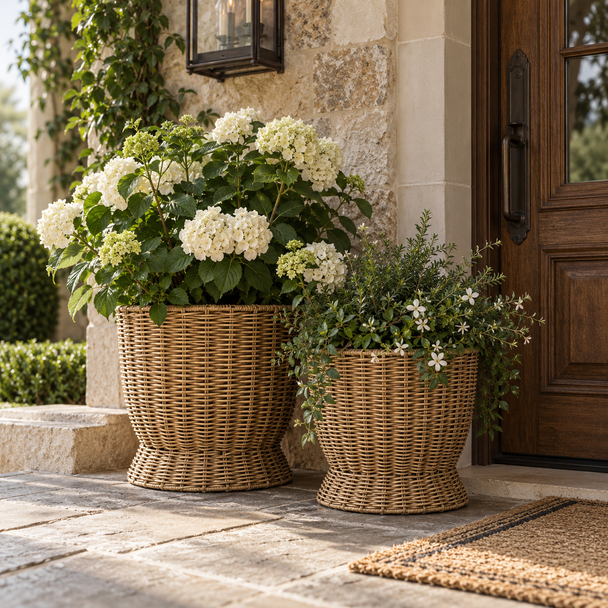 Willow Resin-Wicker Planter Baskets (Set of 2)