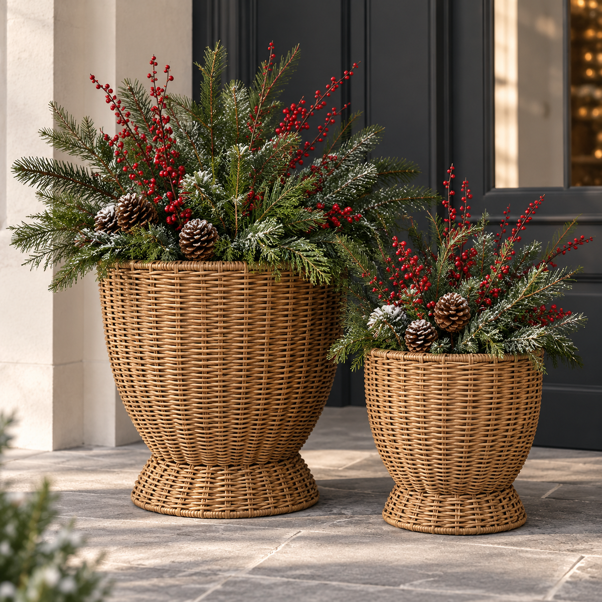 Willow Resin-Wicker Planter Baskets (Set of 2)