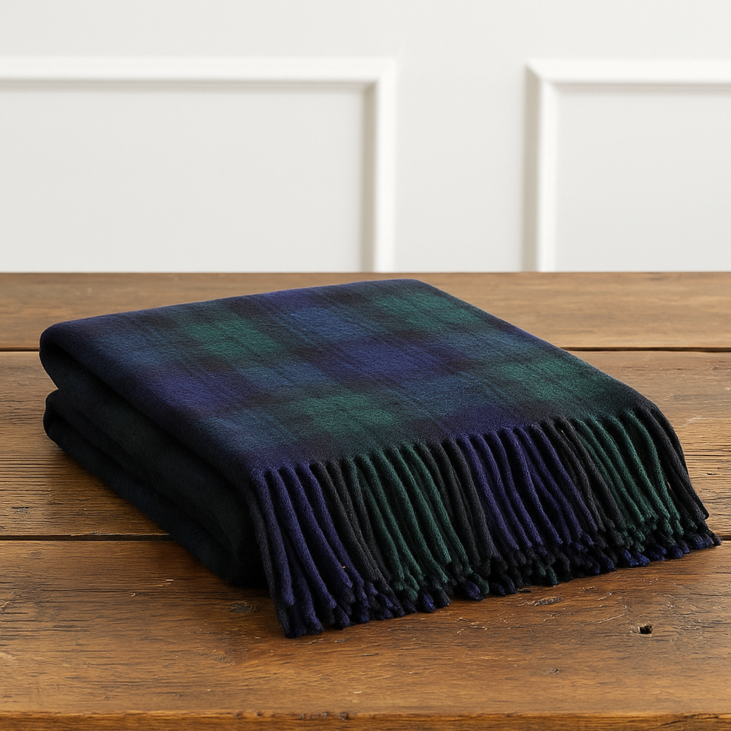 Highland Merino Wool Throw - Black Watch Tartan