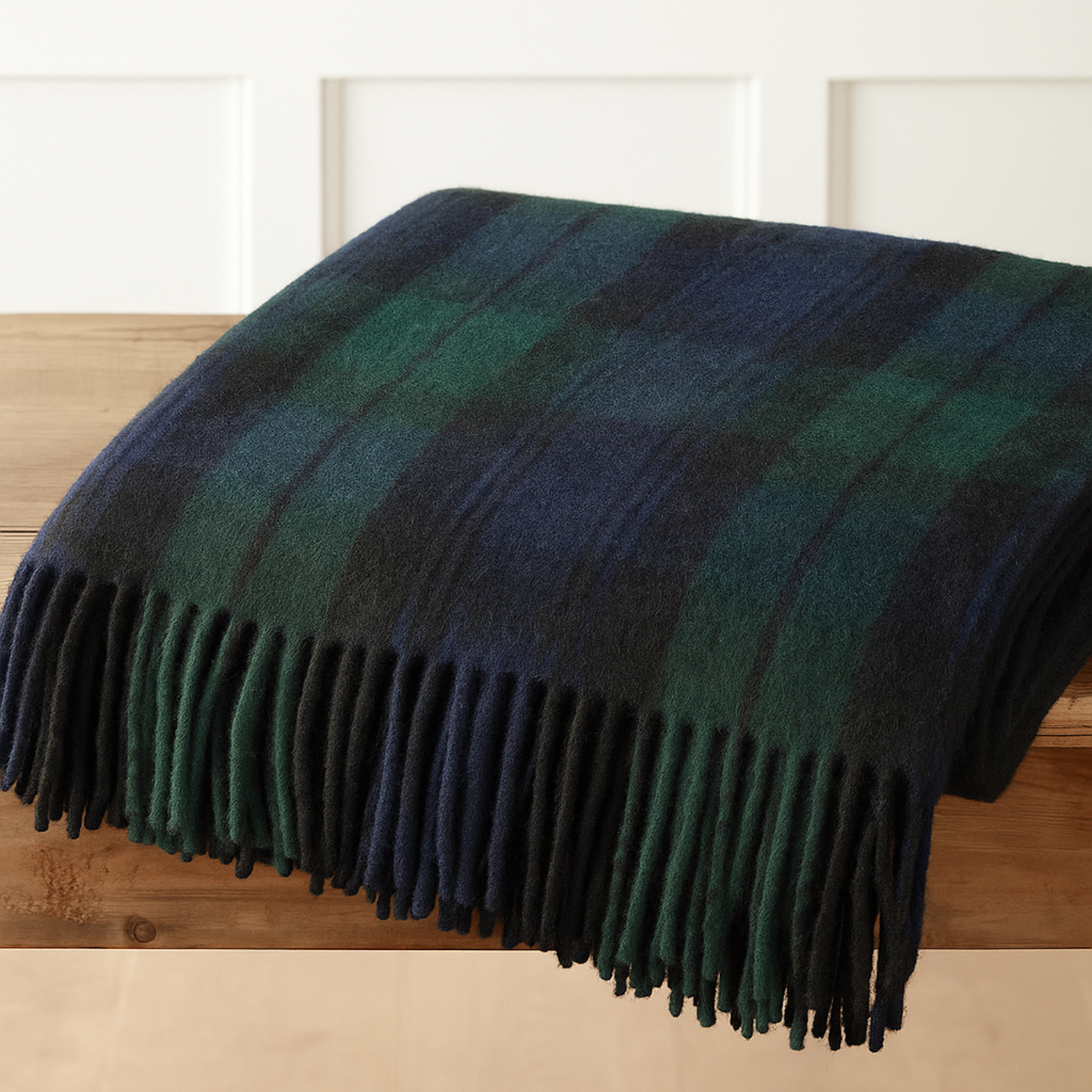 Highland Merino Wool Throw - Black Watch Tartan
