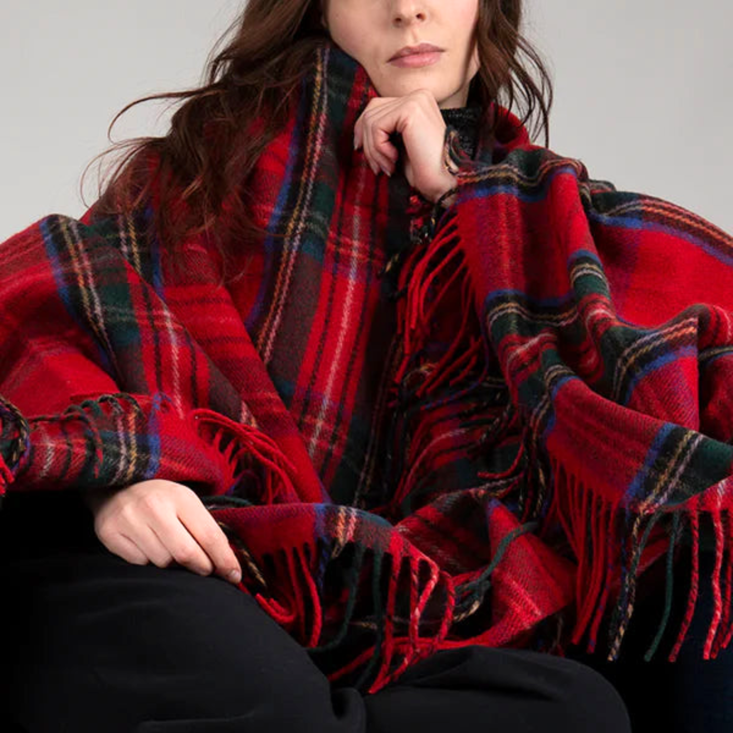 Highland Merino Wool Throw - Royal Stewart Tartan