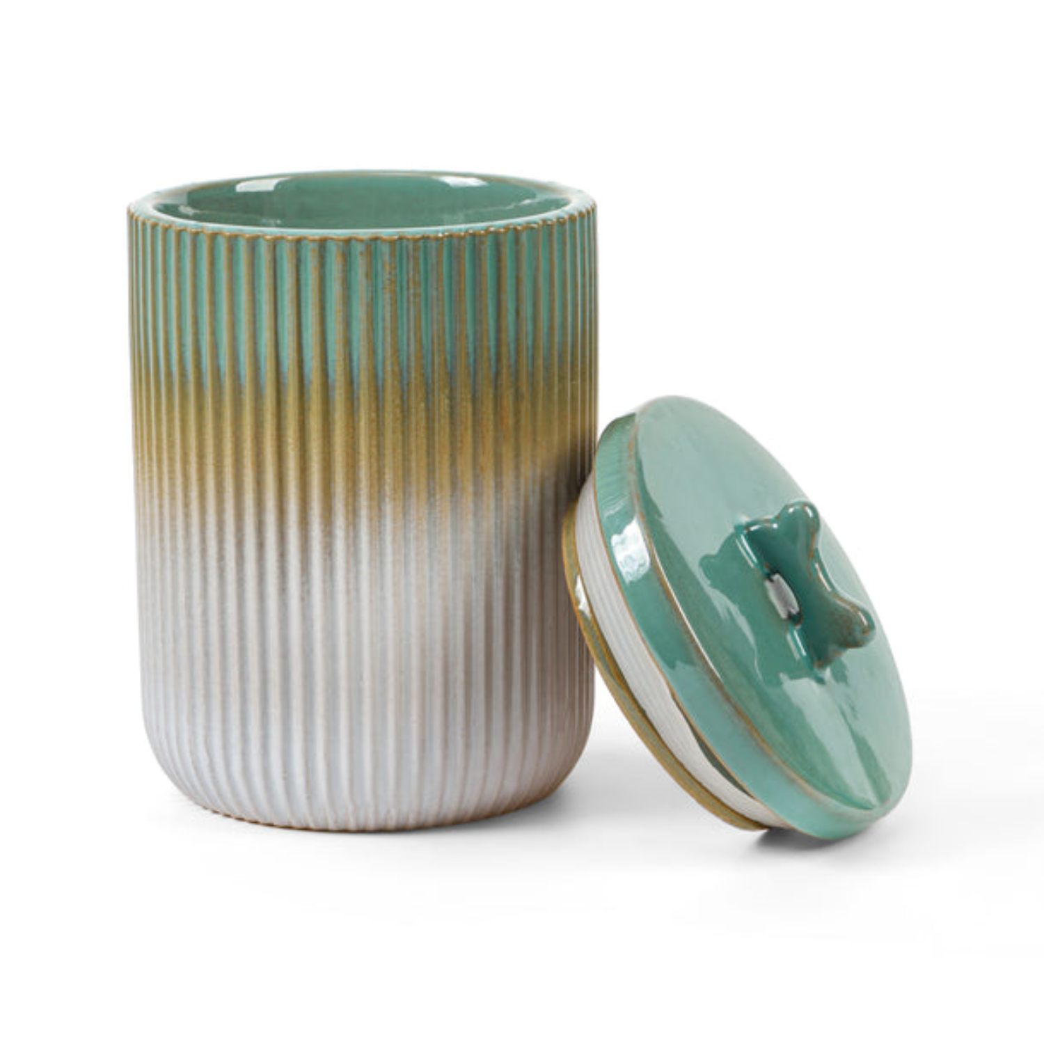 Pet Stoneware Green Treat Jar