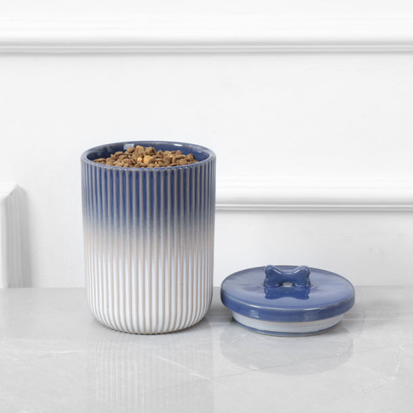 Blue Stoneware Pet Treat Jar