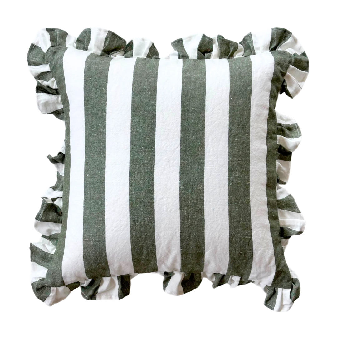 Ruffles Cabana Stripe Toss Pillow - Green