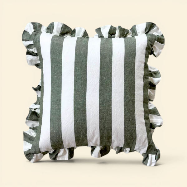 Ruffles Cabana Stripe Toss Pillow - Green