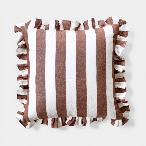 Ruffles Cabana Stripe Toss Pillow - Rust