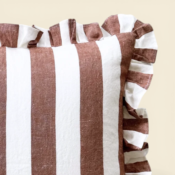Ruffles Cabana Stripe Toss Pillow - Rust