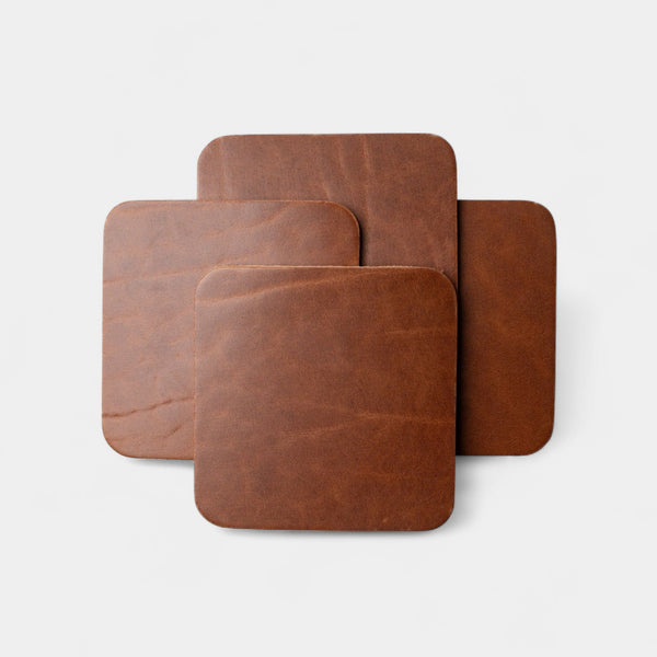 Leather Coasters (Set of 4) - Natural Brown