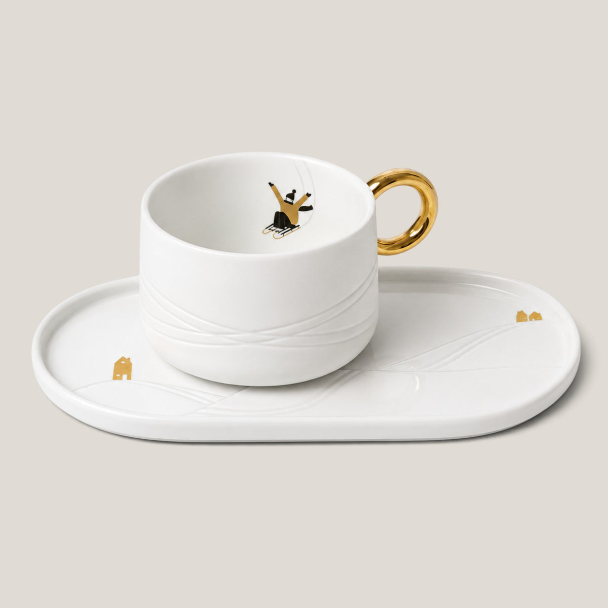 Frosted Porcelain Snow Day Mug W/ Plate