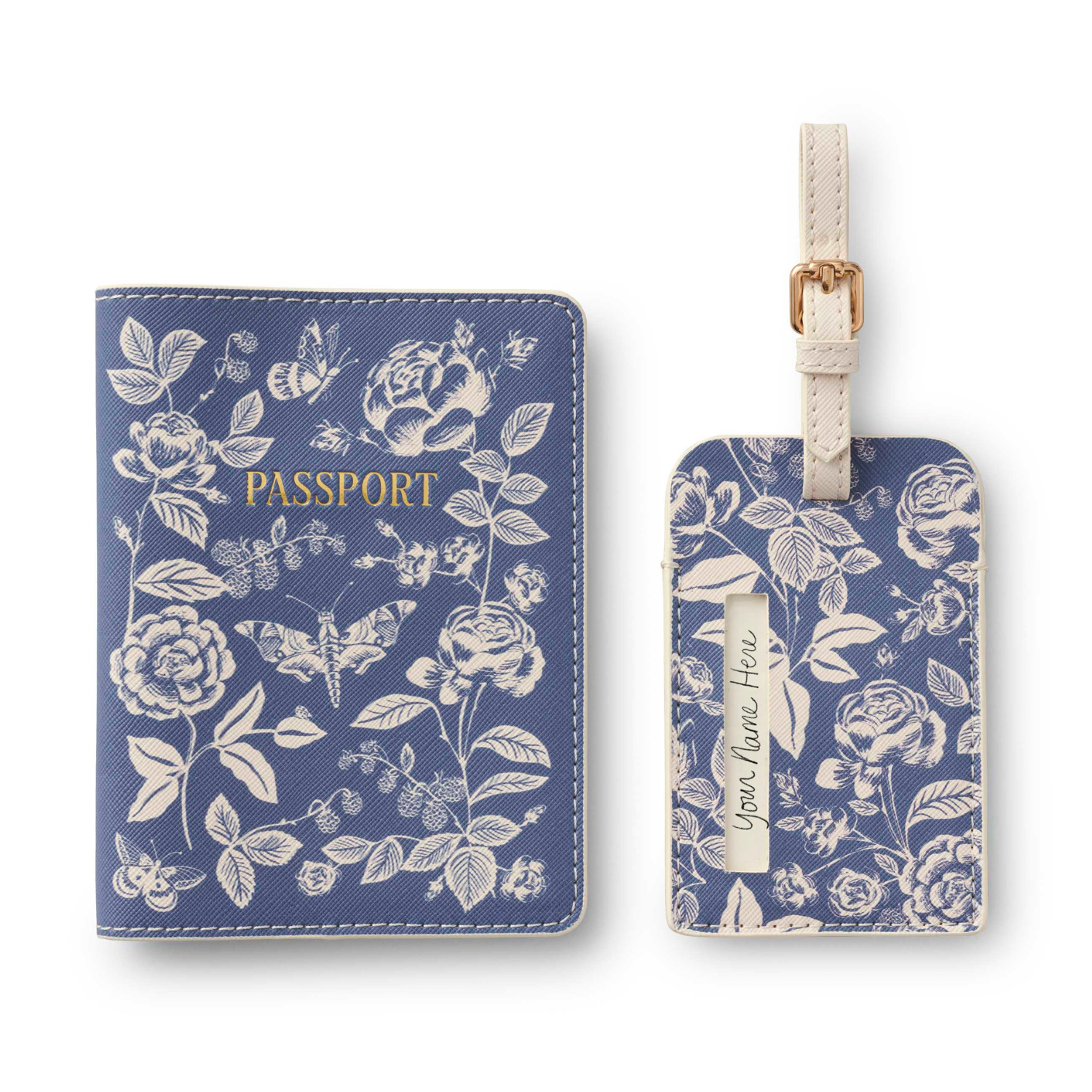 English Rose Passport Holder/Luggage Tag Set