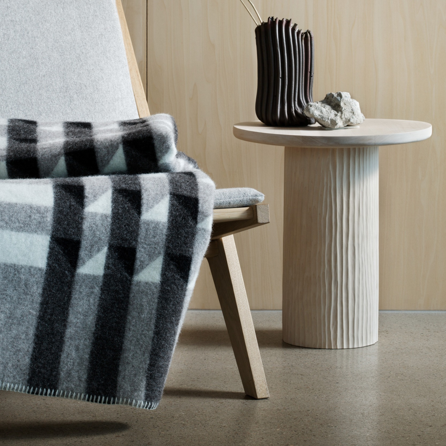 Norwegian Geo Wool Throw Blanket - Grey