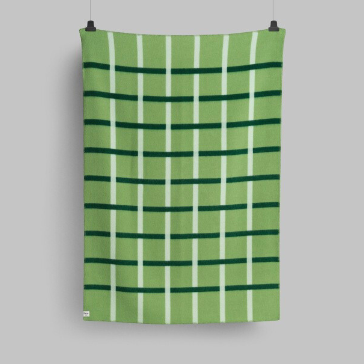 Norwegian Check Wool Throw Blanket - Field Green
