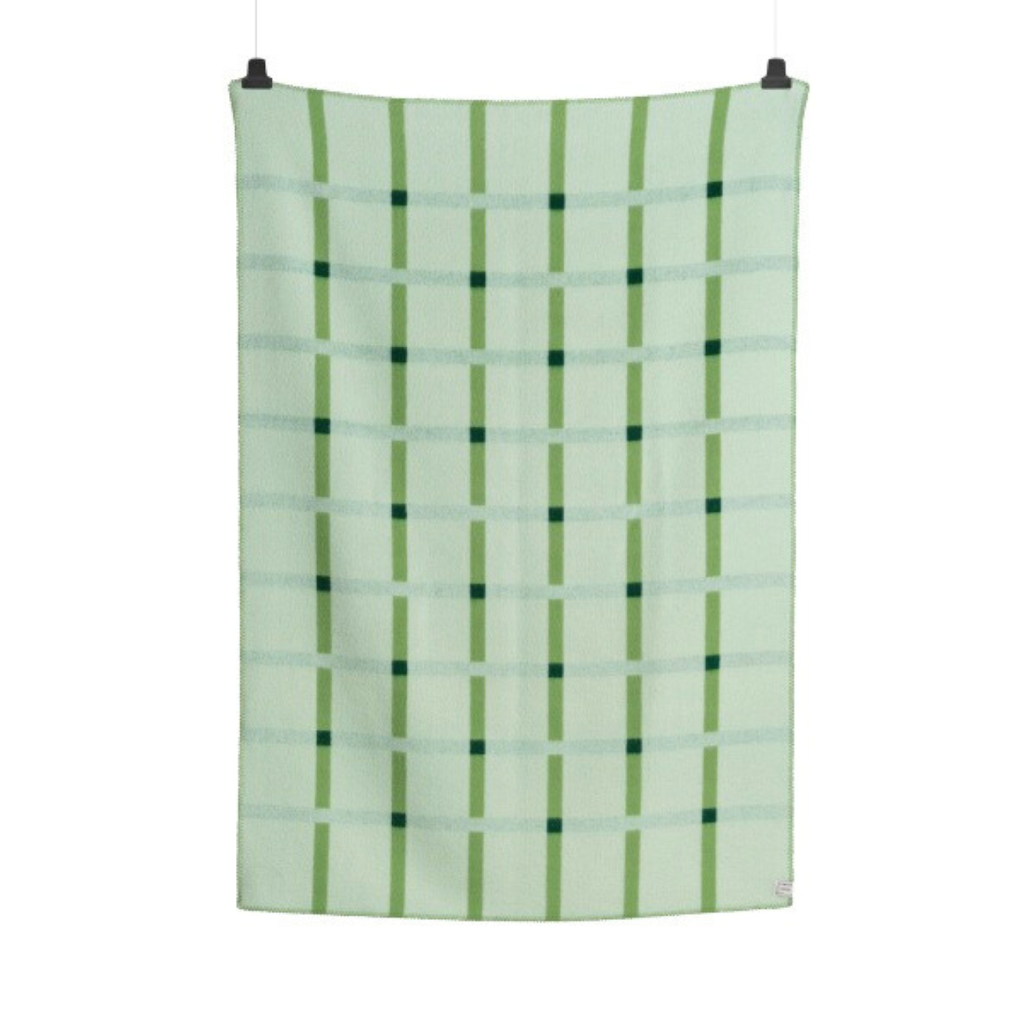 Norwegian Check Wool Throw Blanket - Field Green