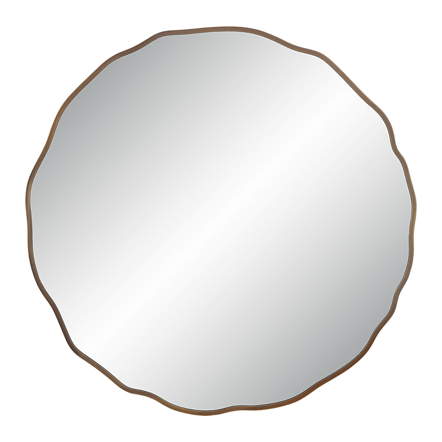 Bubble Brushed Brass Round Mirror