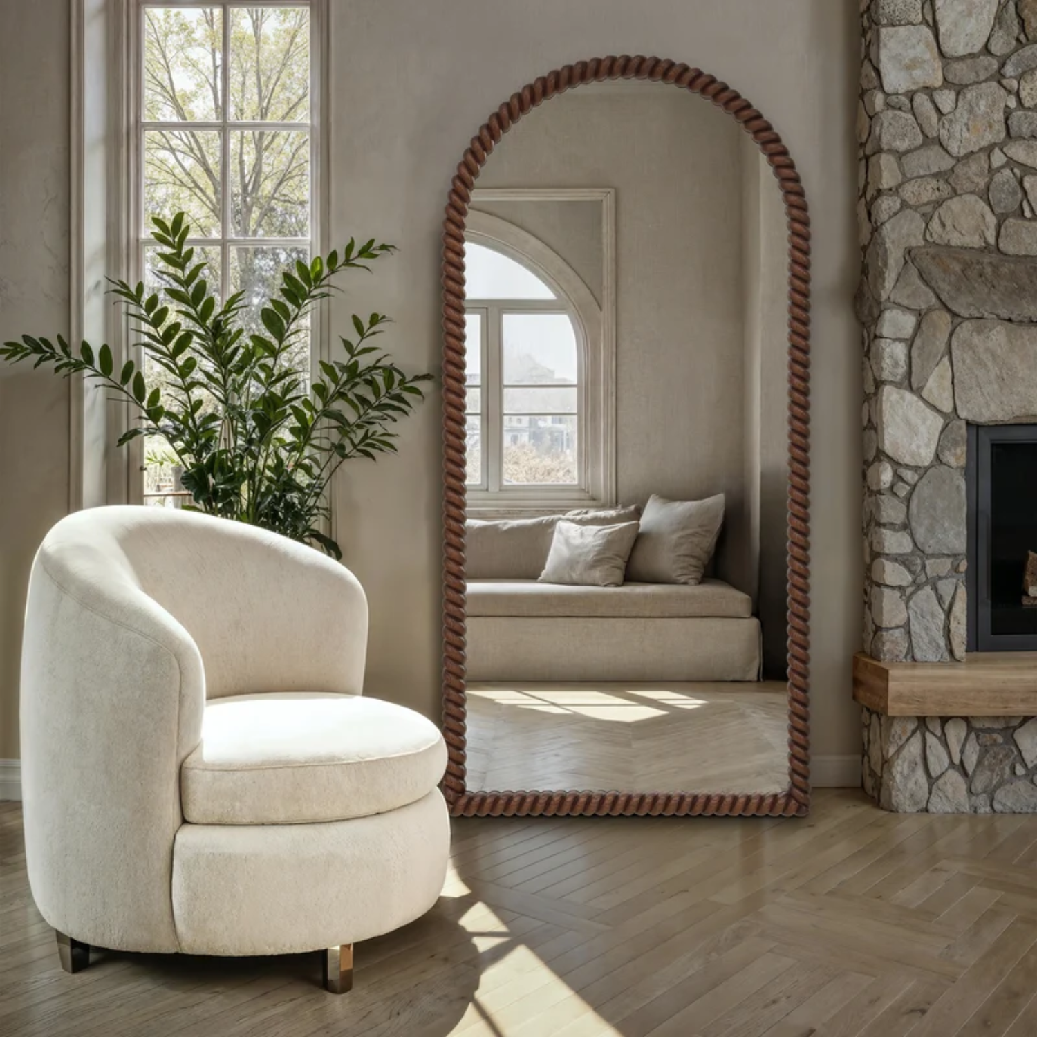Cordelle Arch Floor Mirror - Walnut