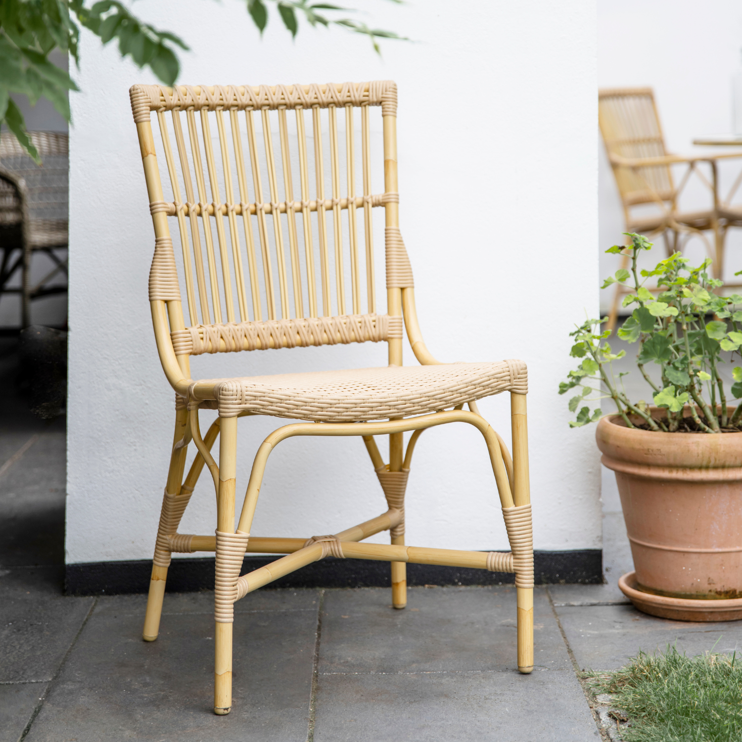 Venice Alu-Rattan Dining Side Chair w/ Cushion
