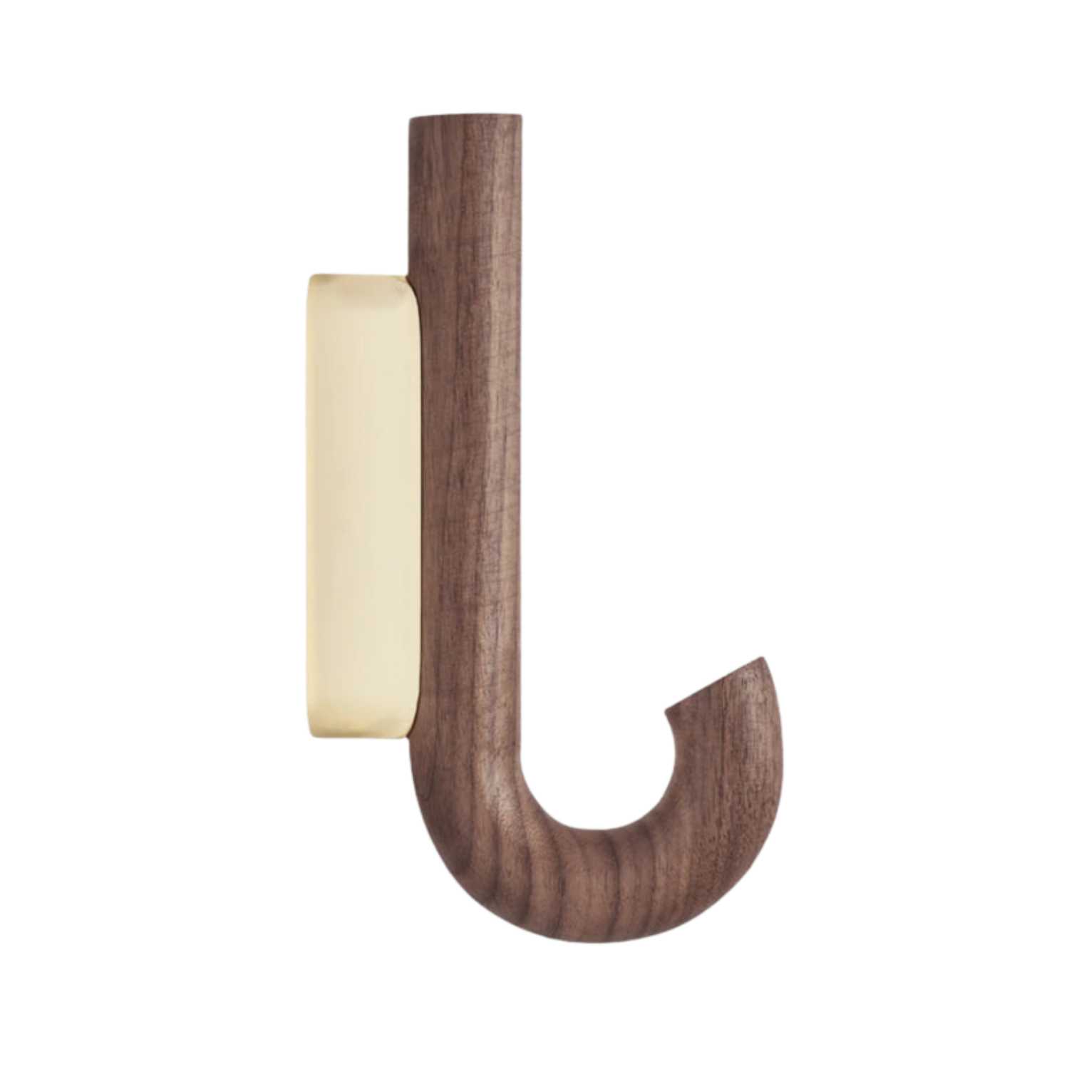 J Curve Walnut/Brass Wall Hook - Mini
