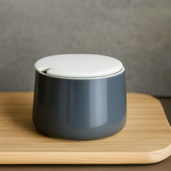 Nordic Grey Porcelain Sugar Bowl w/ Lid