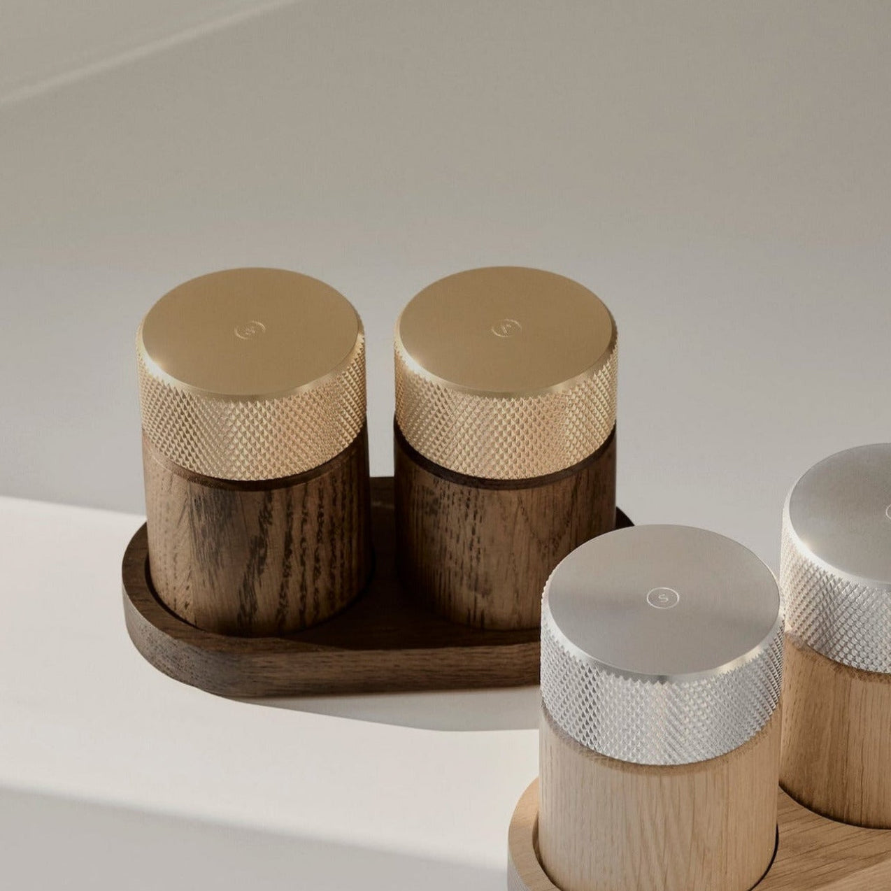 Ash/Brass Salt & Pepper Mill (Set of 2)