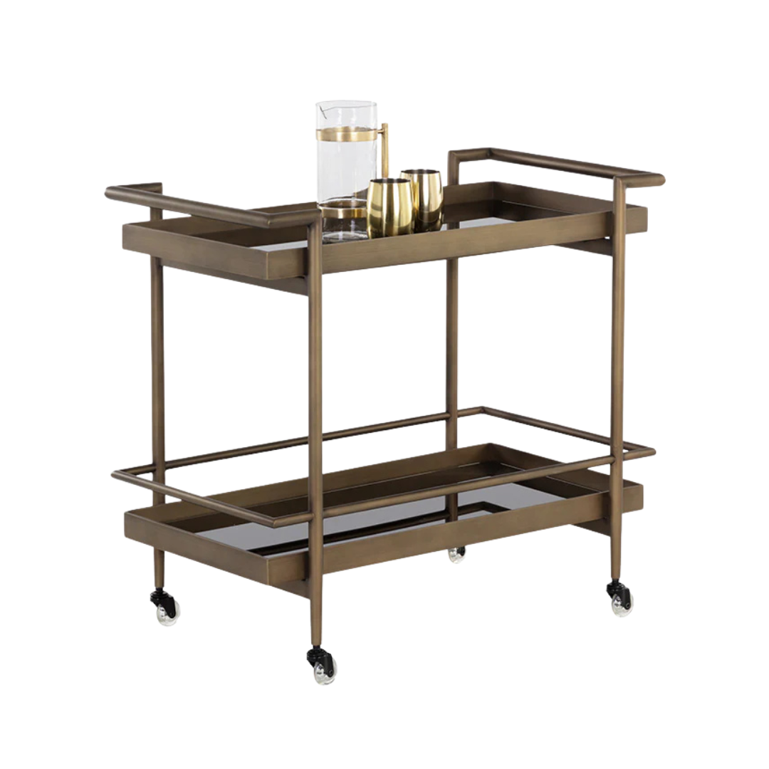 Harrington Bar Cart - Antique Brass