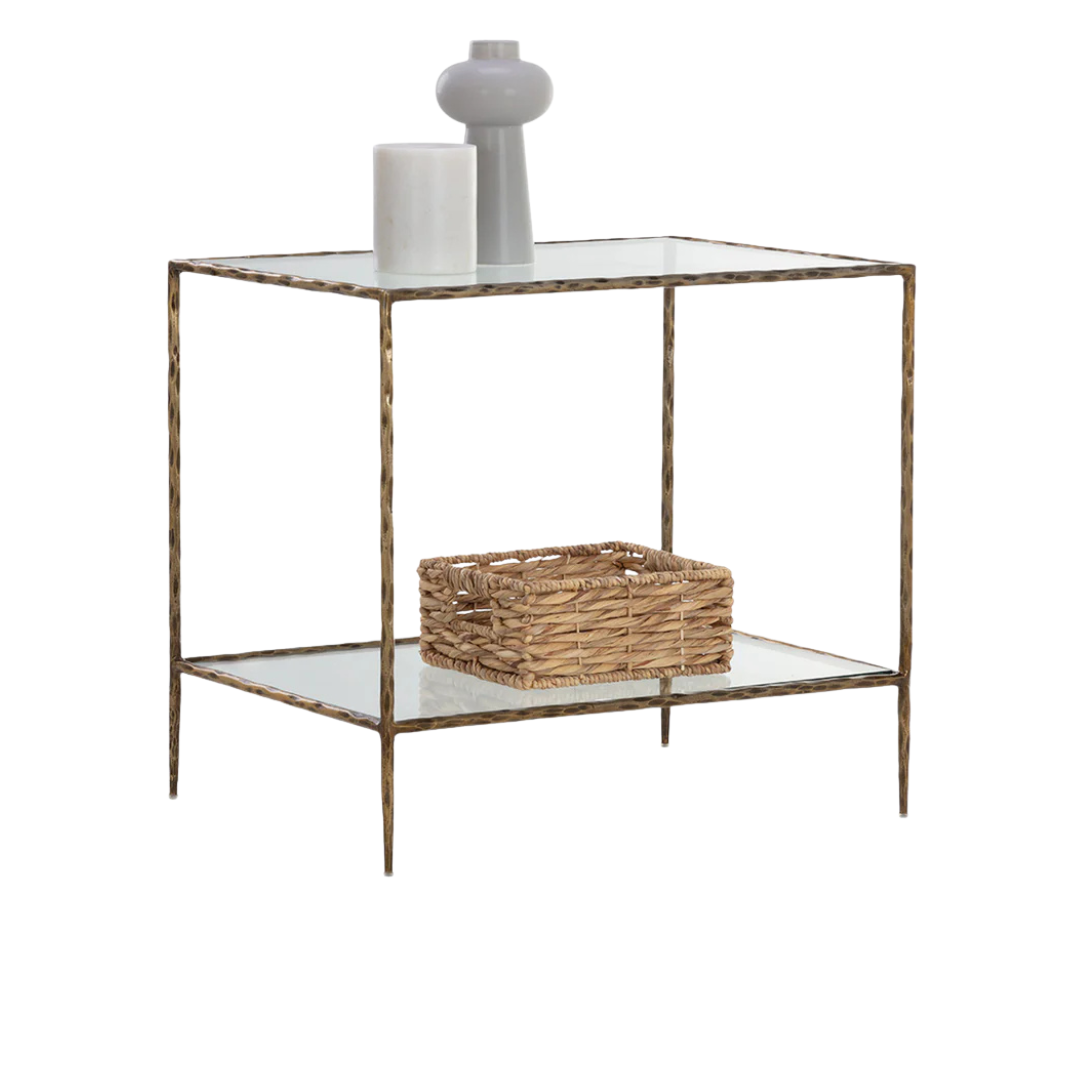 Larkin 30" Rectangle Nightstand - Antique Brass