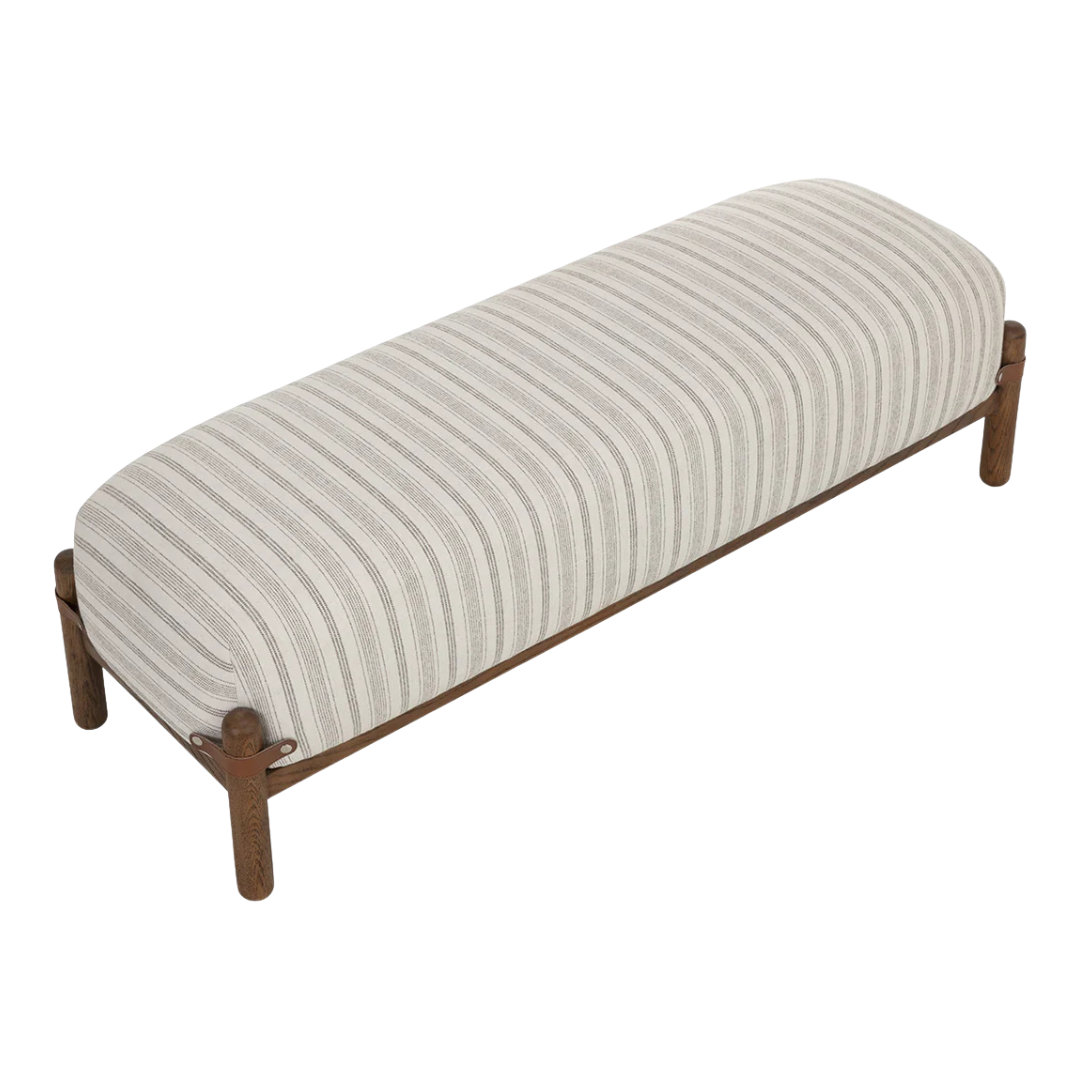 Cloud Oak Wood Upholstered Bench - Gifford Script