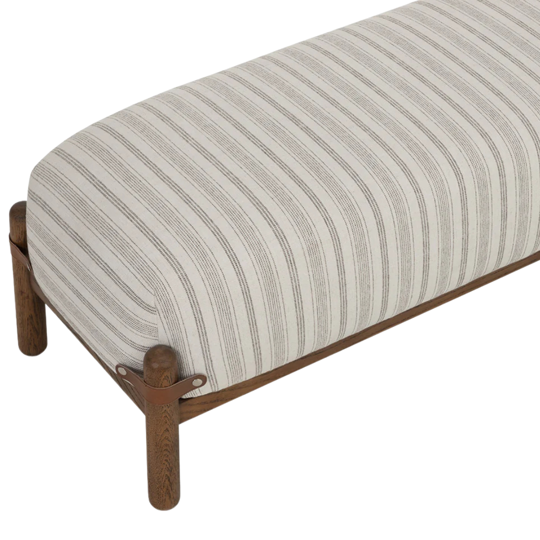 Cloud Oak Wood Upholstered Bench - Gifford Script