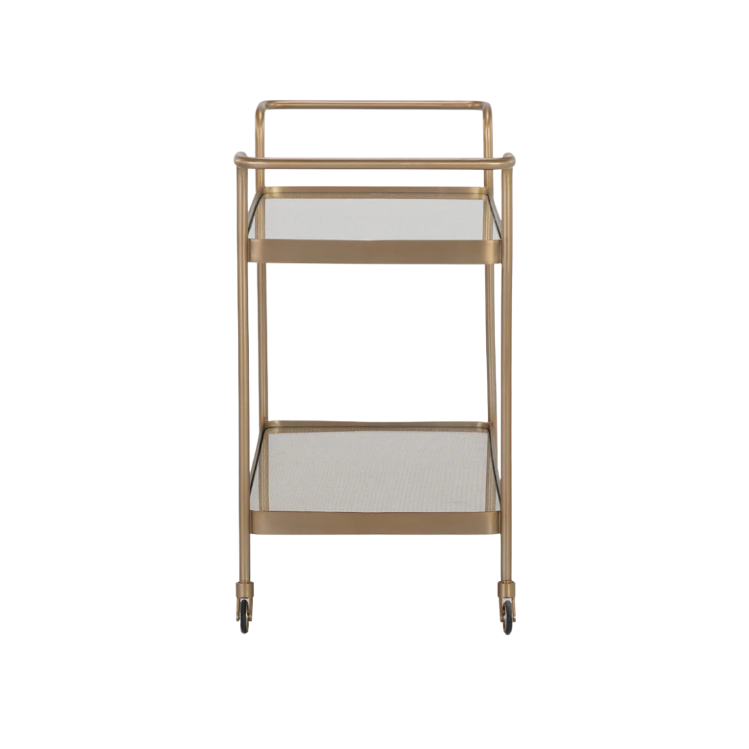 Portman Bar Cart - Gold/Rattan