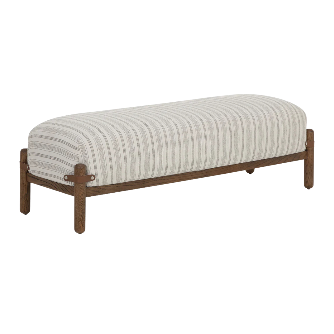 Cloud Oak Wood Upholstered Bench - Gifford Script