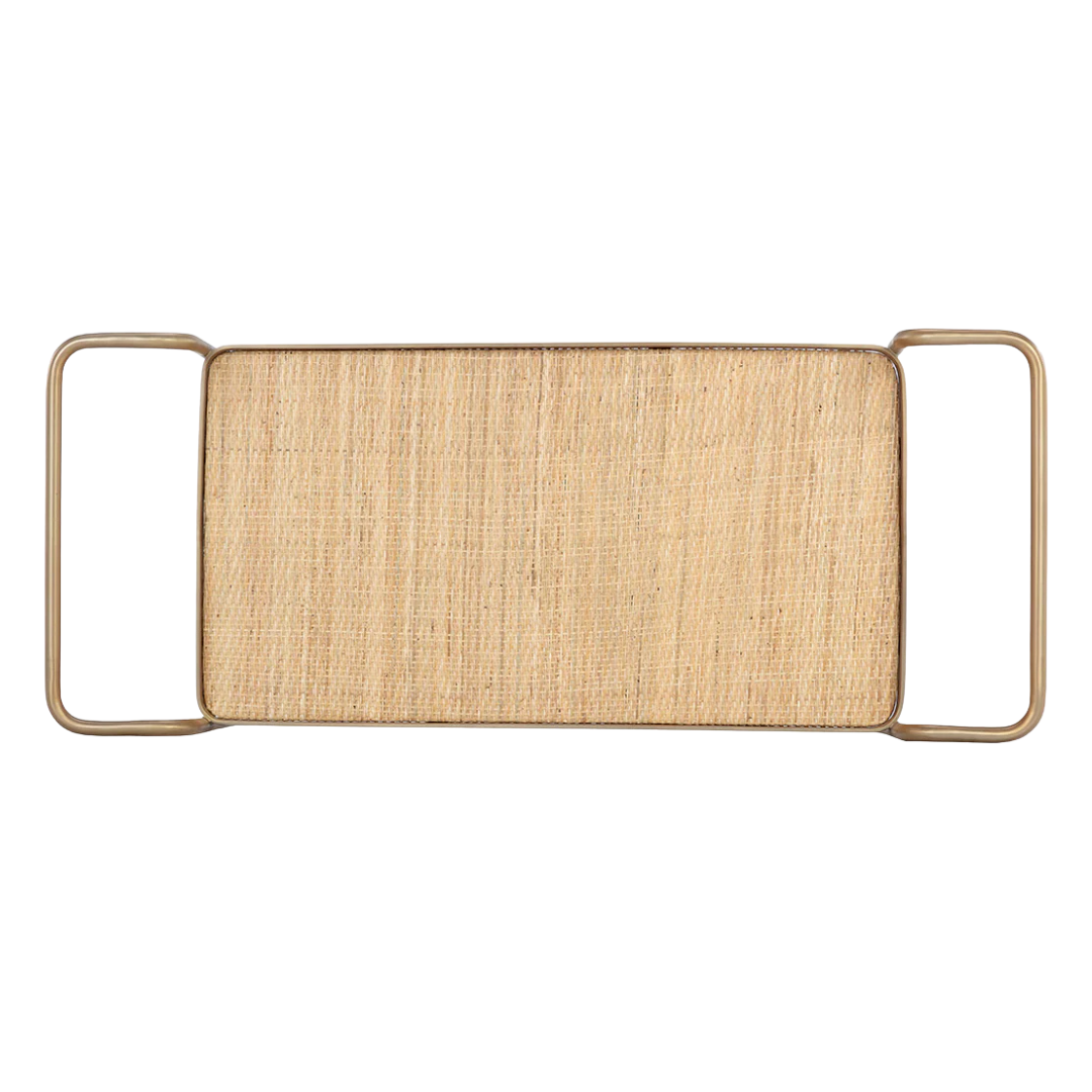 Portman Bar Cart - Gold/Rattan