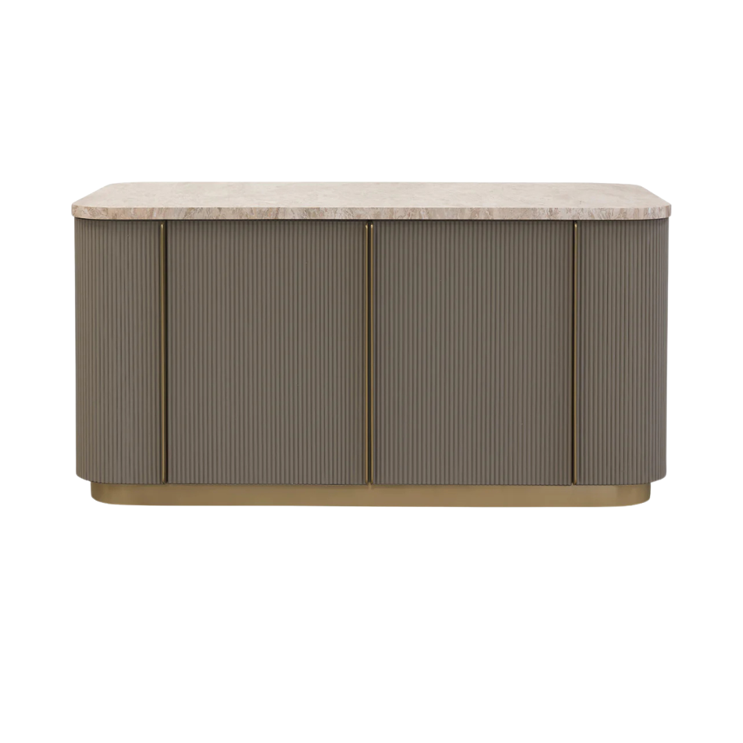 Strata 71" Rectangle Marble Top Kitchen Island - Taupe