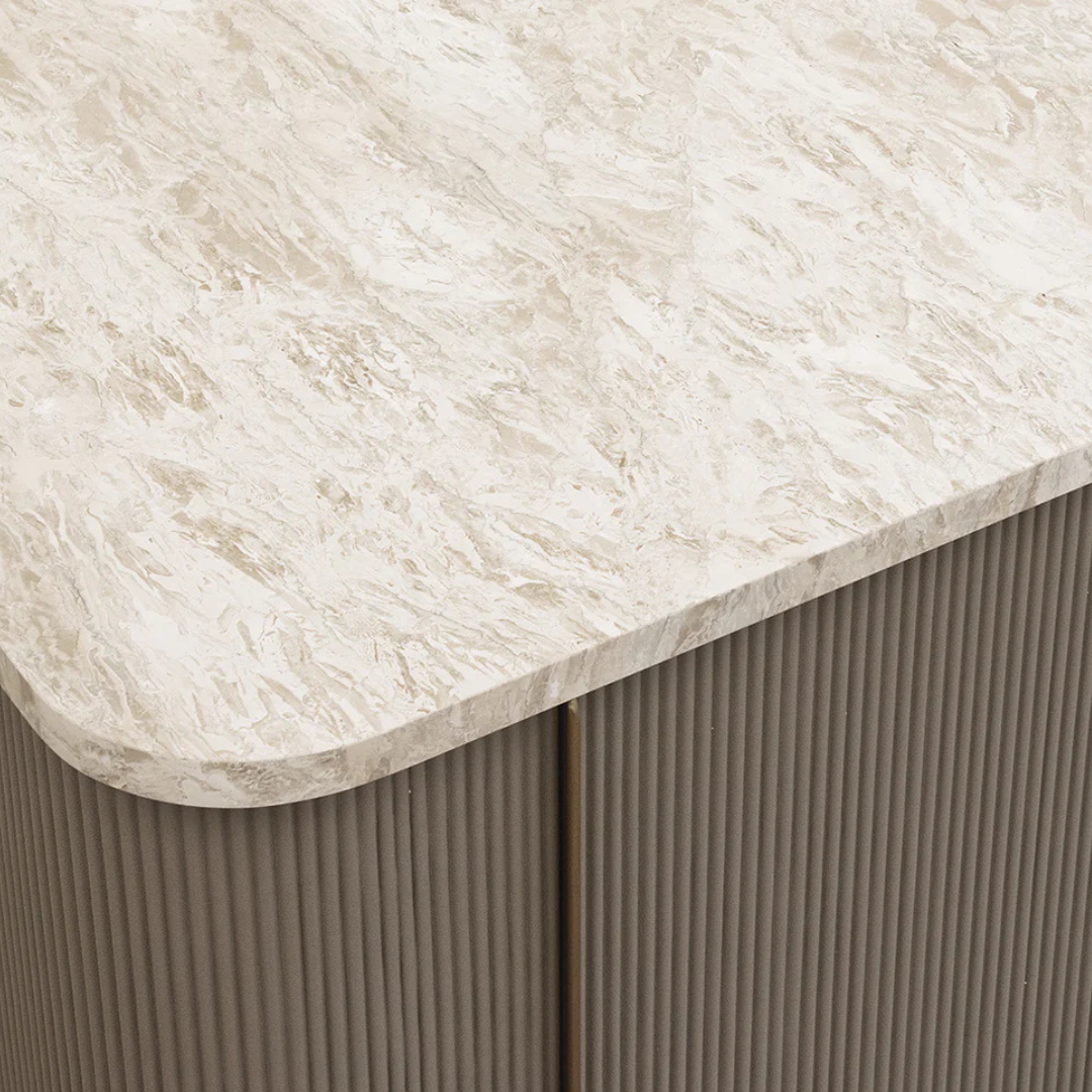 Strata 71" Rectangle Marble Top Kitchen Island - Taupe