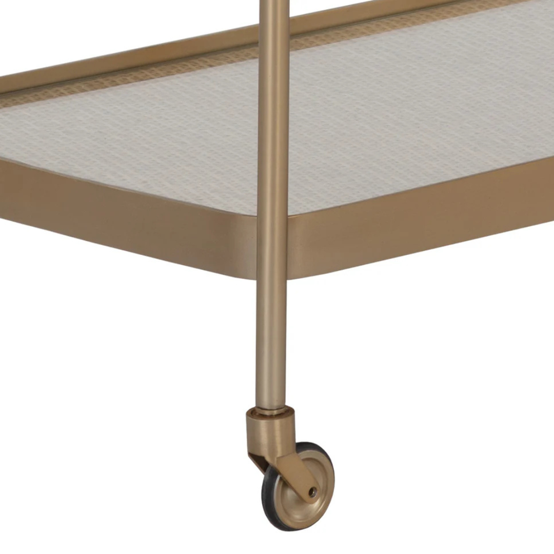 Portman Bar Cart - Gold/Rattan