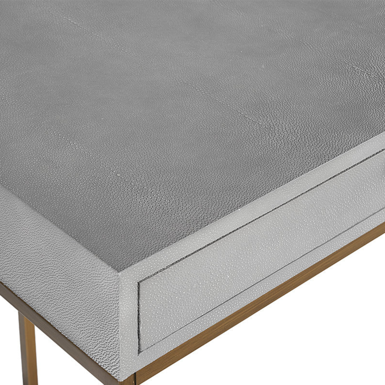 Shagreen Leather Desk - Grey/Brass