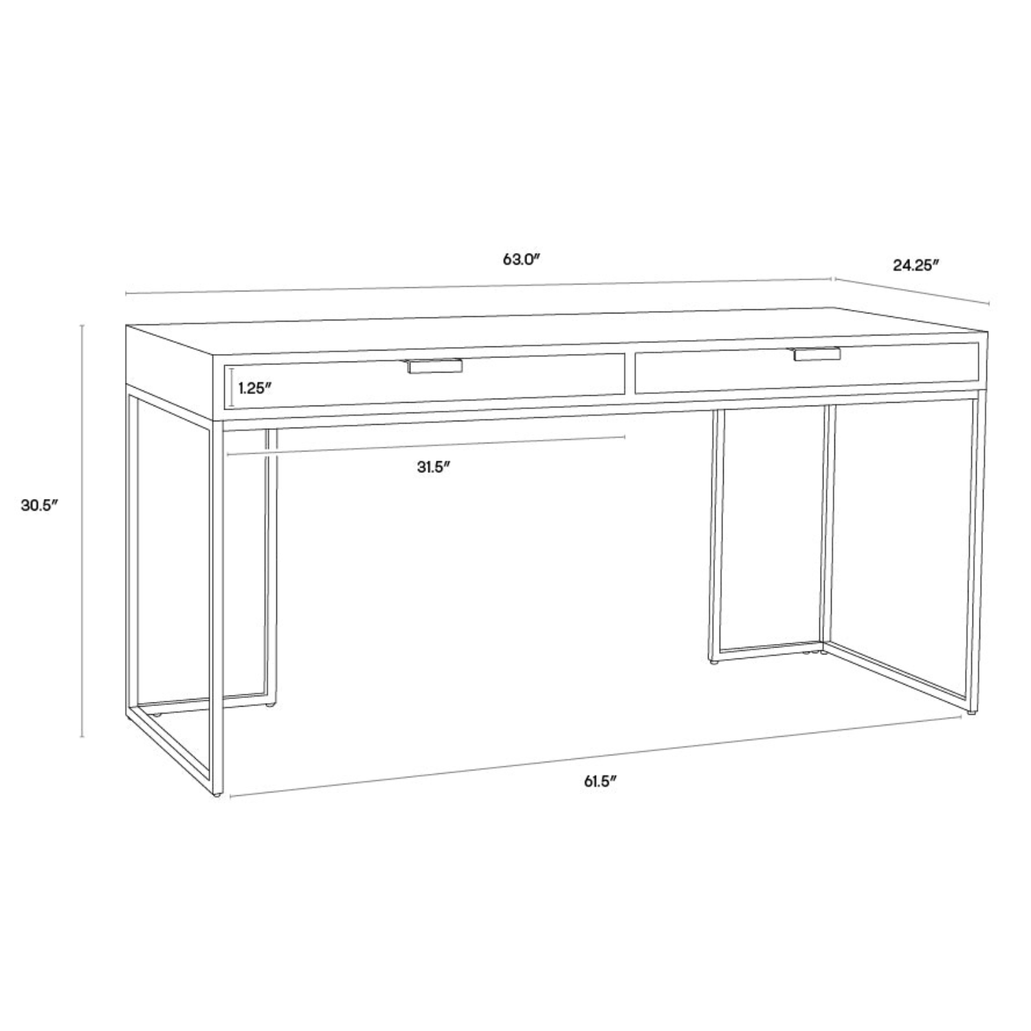 Shagreen Leather Desk - Grey/Brass