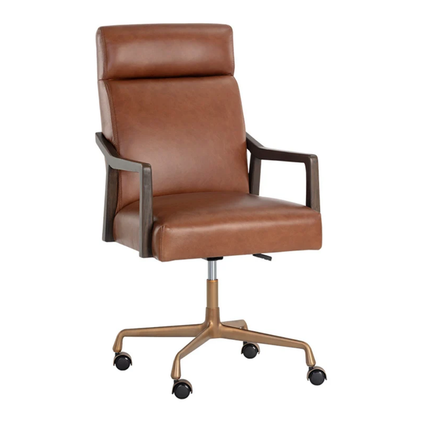 Colin Adjustable Office Chair - Tobacco Brown Leather