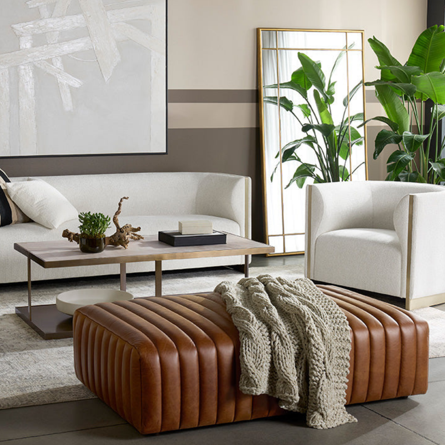 Hollis Floor Mirror - Brass