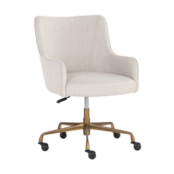 Barrel Beige Linen Office Chair
