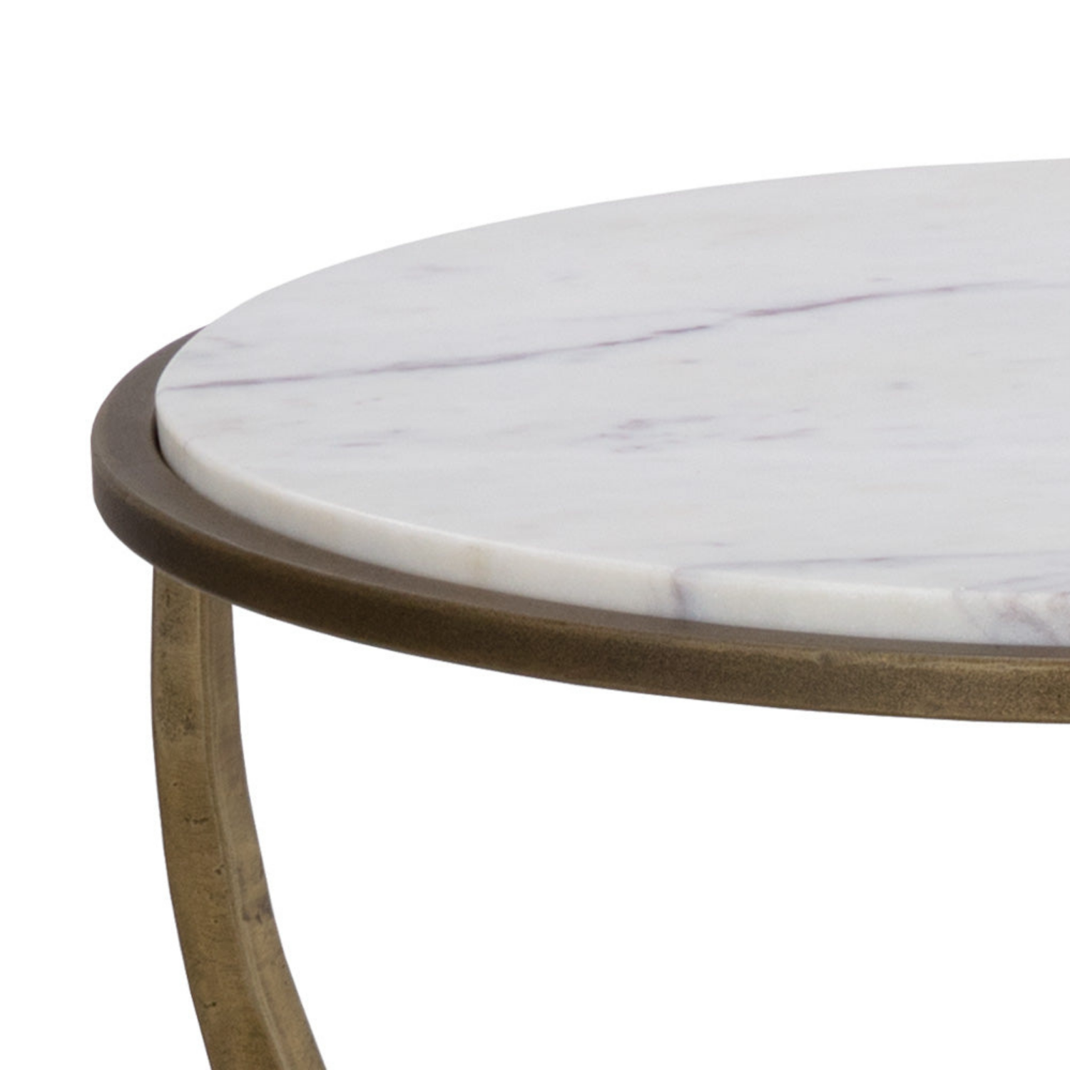 Saturn Antique Brass End Table - White Marble