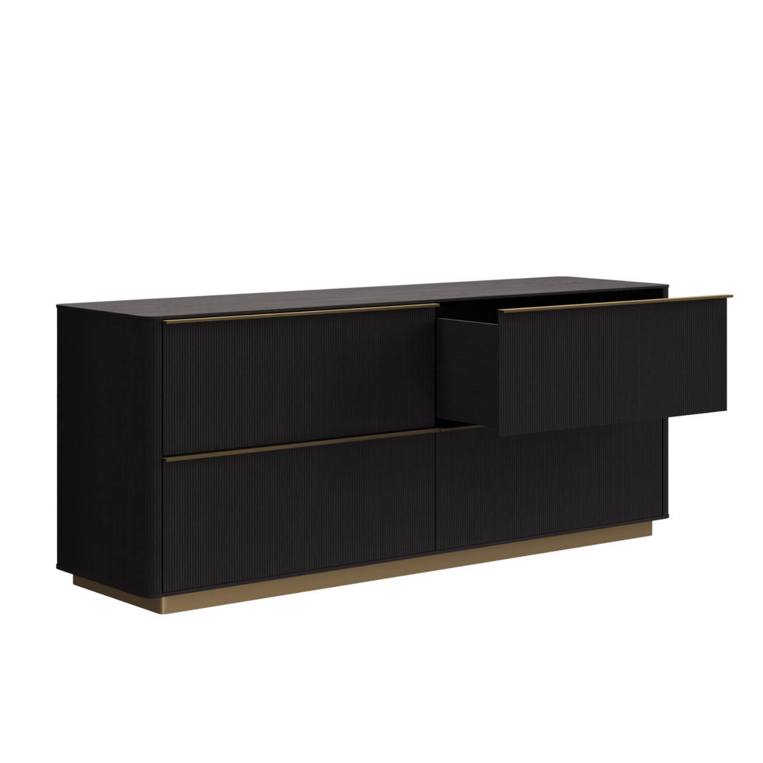 Fluted Oak Dresser - Charcoal