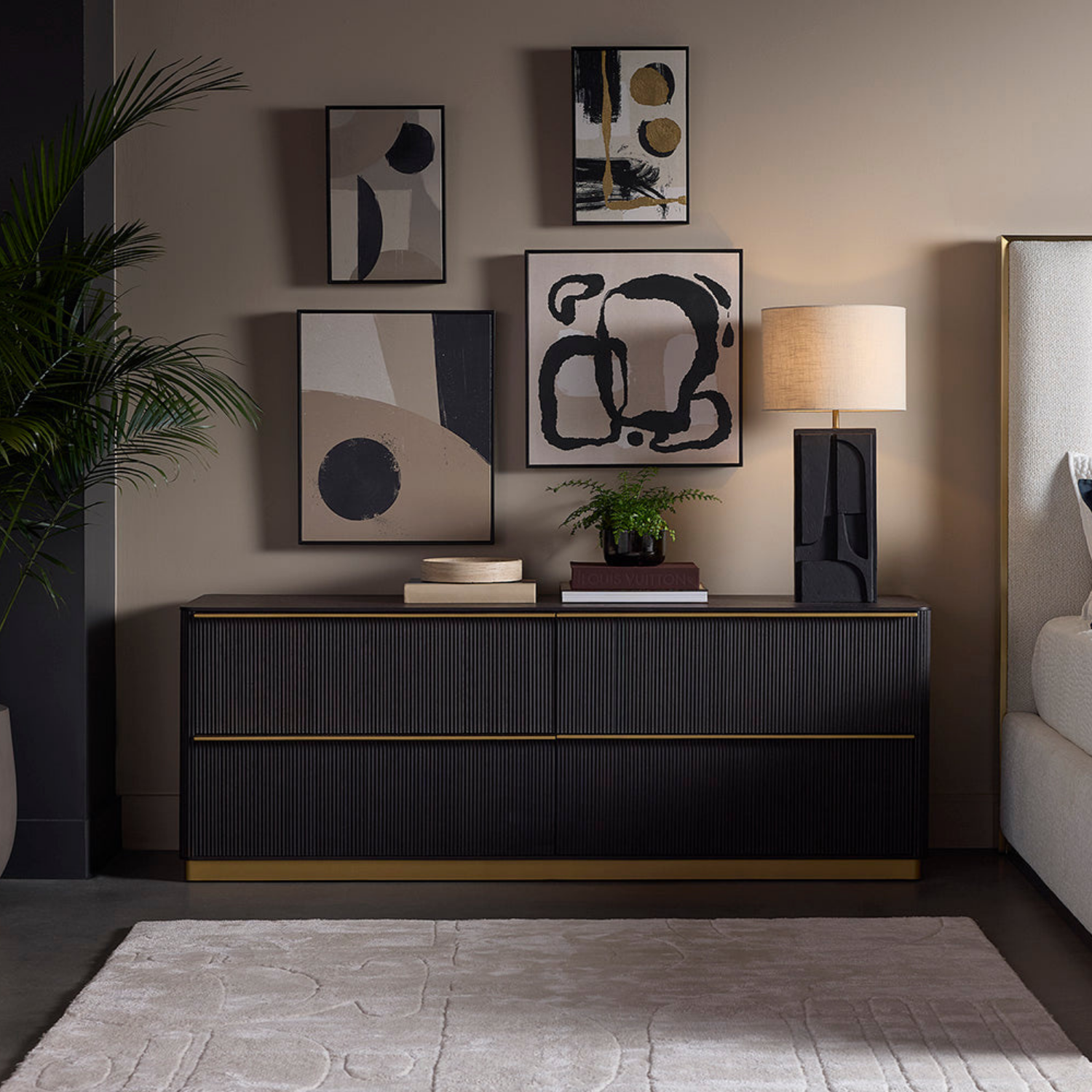 Fluted Oak Dresser - Charcoal