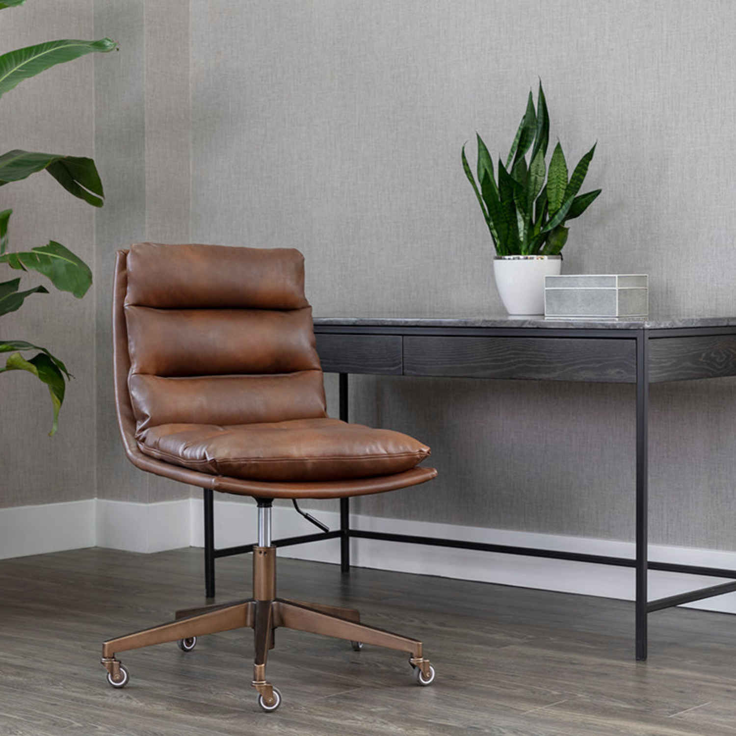 Bravo Padded Office Chair - Cognac