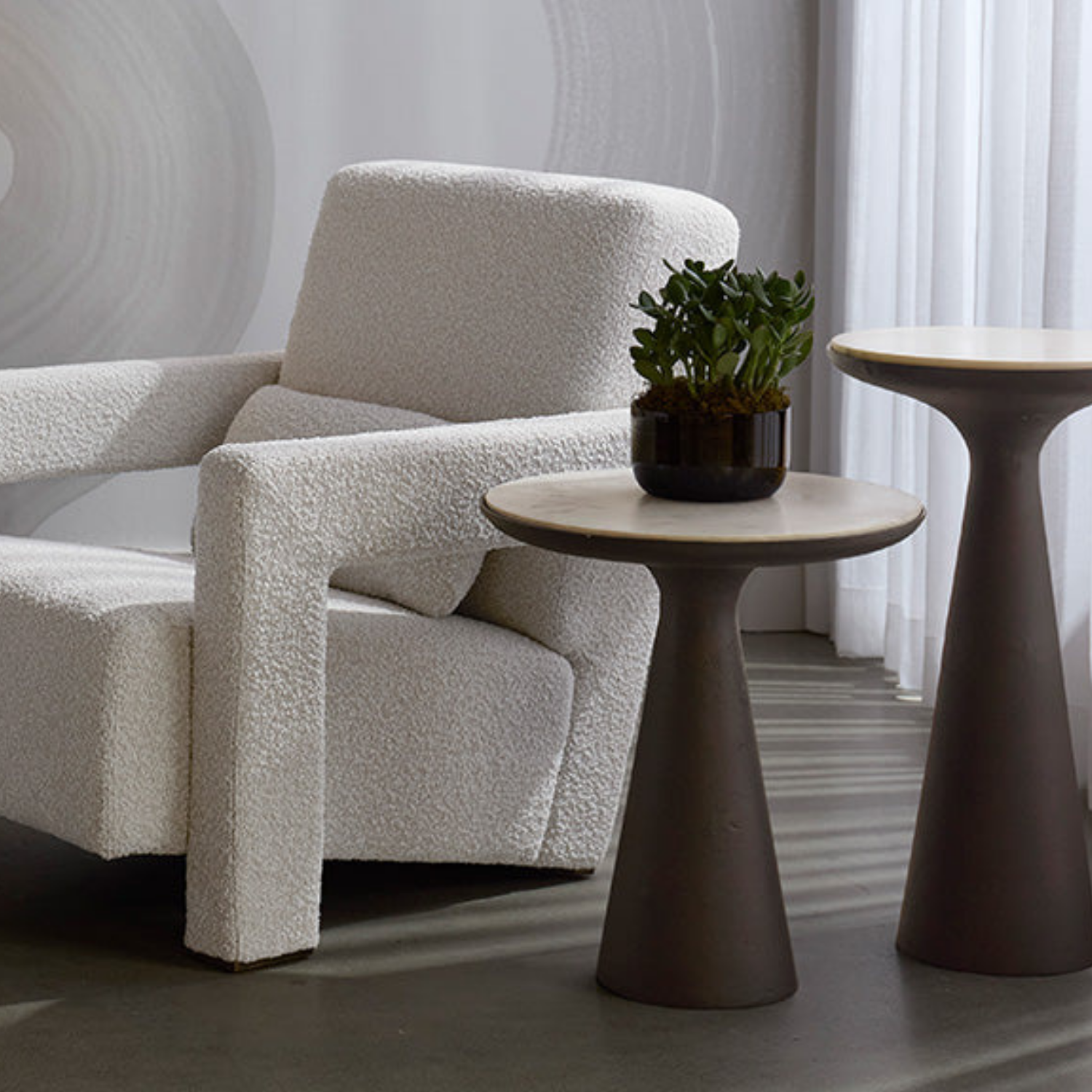 Twin Peaks Bronze Marble Nesting Tables (Set of 2)