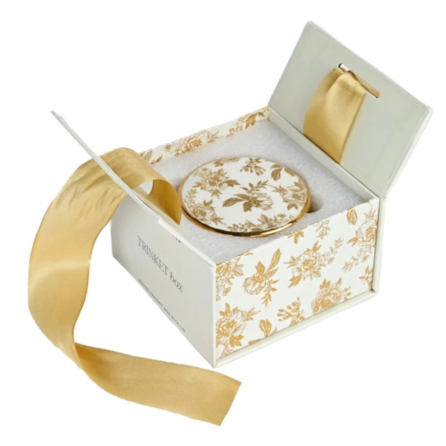 Gold Botanical Bloom Trinket Box
